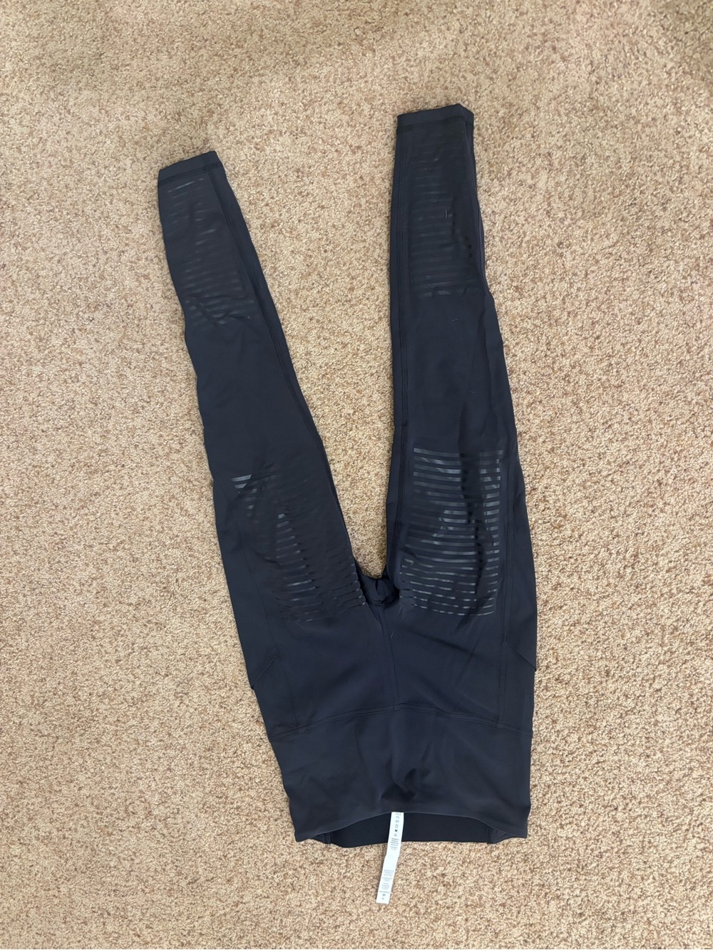 Black High-Waist Leggings with Mesh Paneling